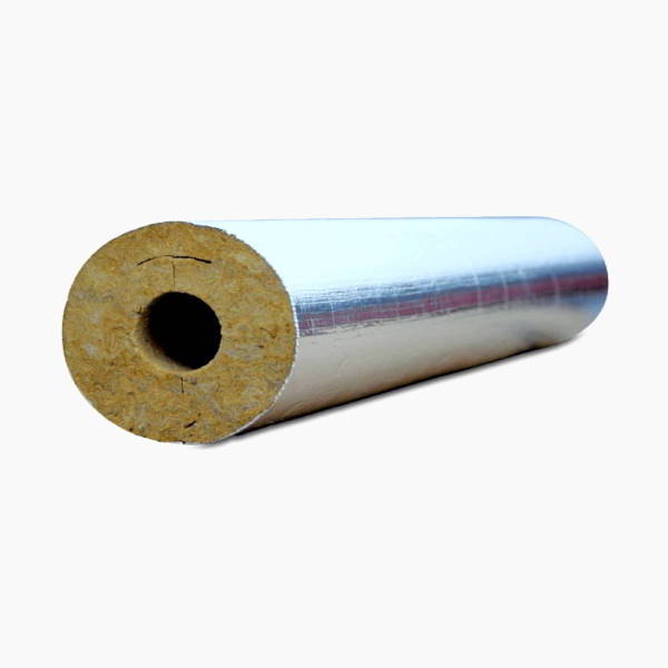 Цилиндр вырезной минераловатный теплоизоляционный негорючий кашированный неармированной алюминиевой фольгой ISOTEC Шелл-АЛ2-140х108/Т-1000