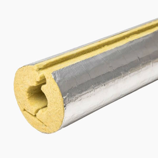 Цилиндр вырезной минераловатный теплоизоляционный негорючий кашированный неармированной алюминиевой фольгой Экоролл КВ-100 Ф 40х108х1000